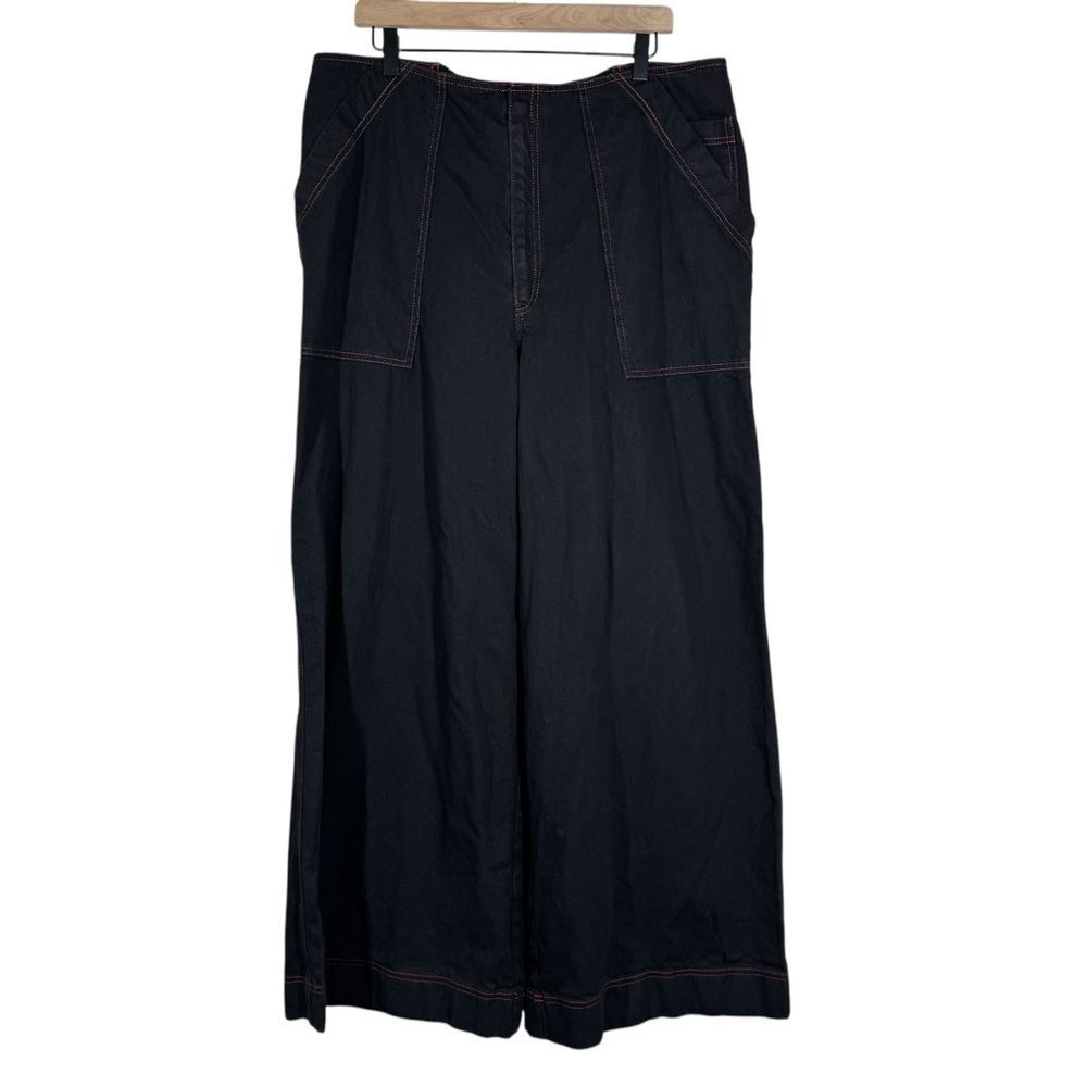Hesta Wide Leg Butthuggers Jeans Baggy Denim High Voltage Black Red Unisex 1X/2X